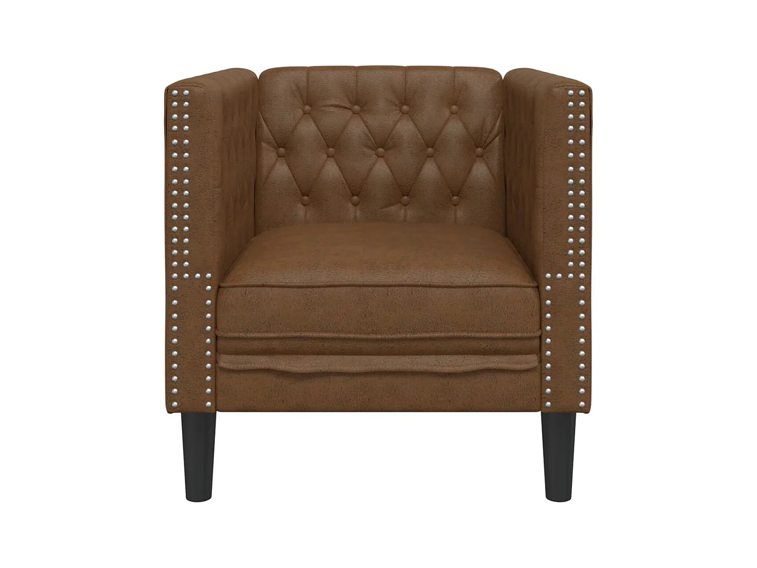 Chesterfield-Sessel Braun Kunstleder in Wildleder-Optik