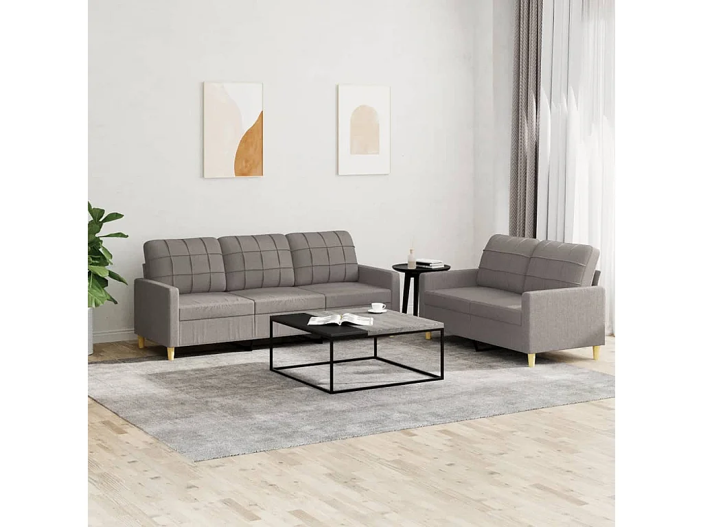 Ensemble de canapés 2 pcs avec coussins Taupe Tissu