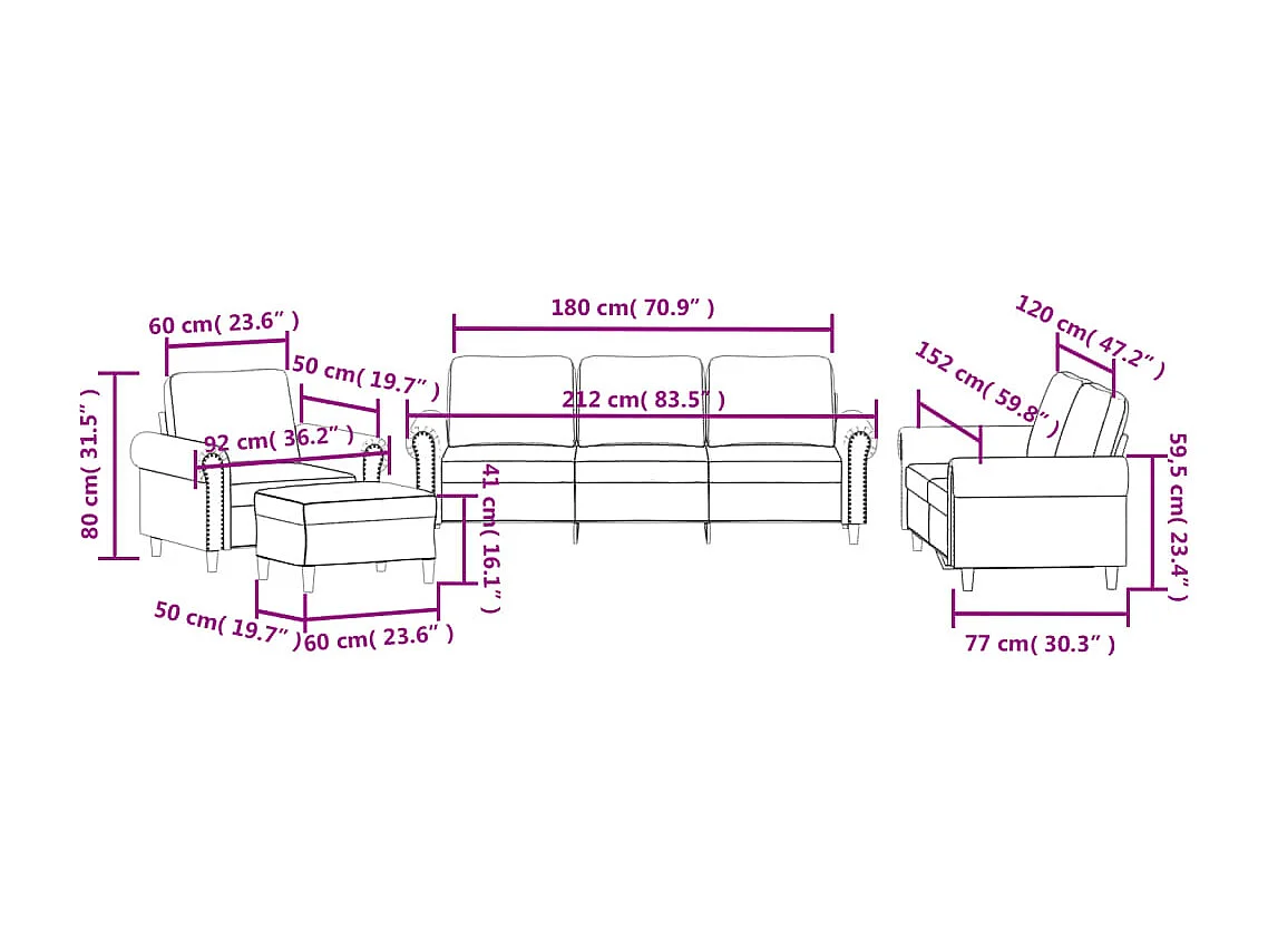 Juego de sofás con cojines 4 piezas terciopelo rosa