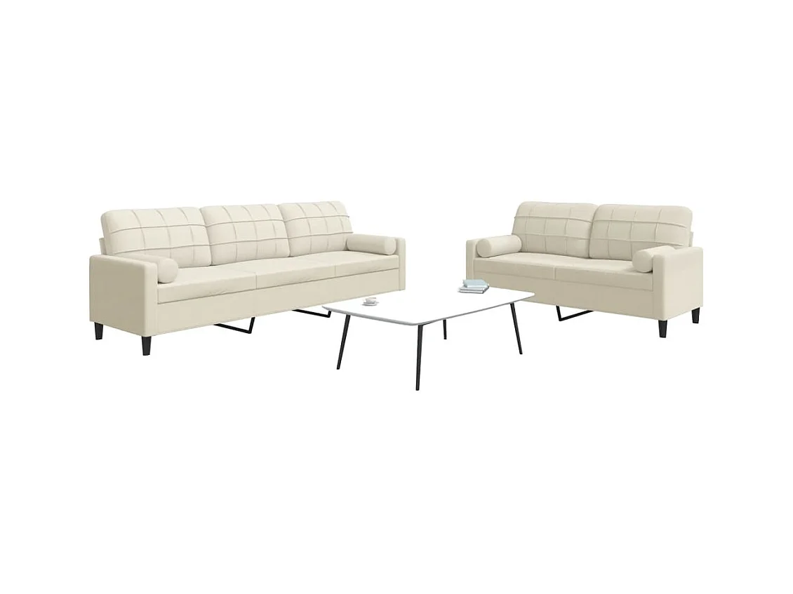 Ensemble de canapés 2 pcs avec coussins et traversins velours