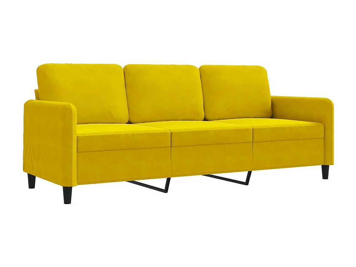 Divano a 3 Posti Giallo 180 cm in Velluto