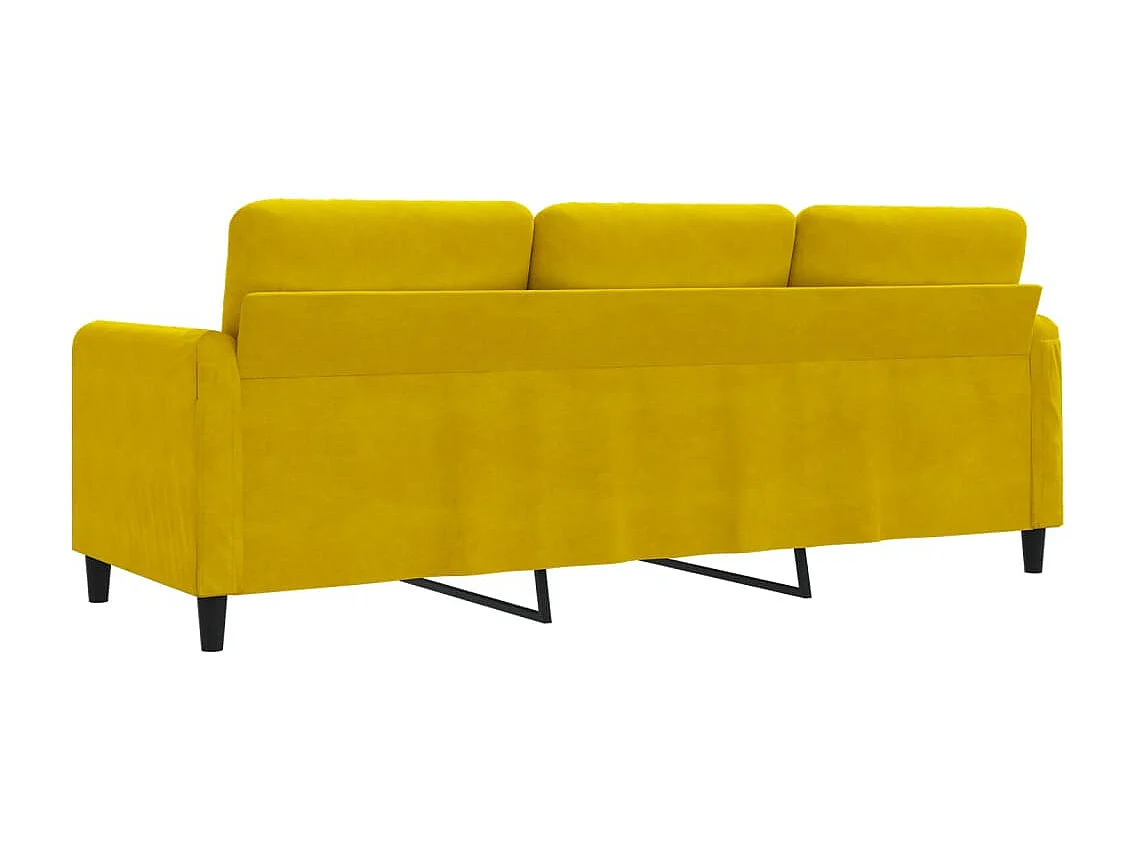 Divano a 3 Posti Giallo 180 cm in Velluto