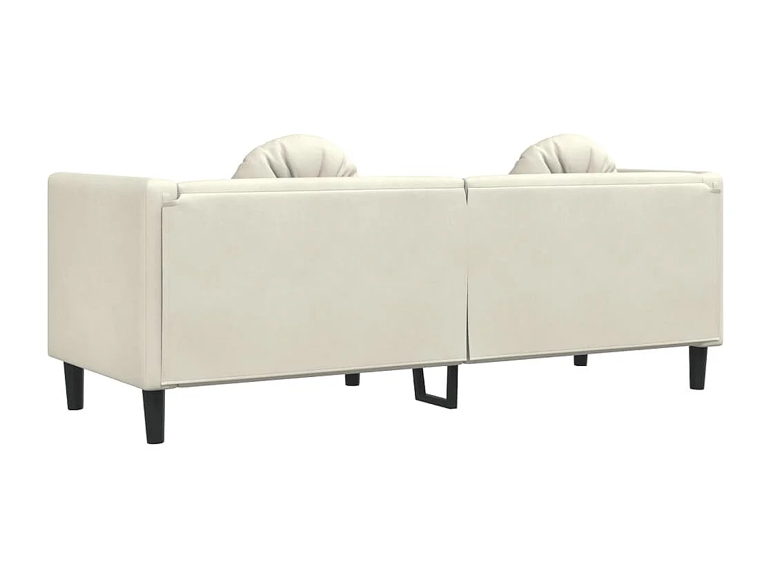 Sofá con cojines 3 plazas terciopelo crema