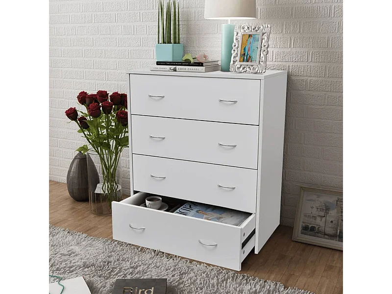 Credenza con 4 Cassetti 60x30,5x71 cm Bianca