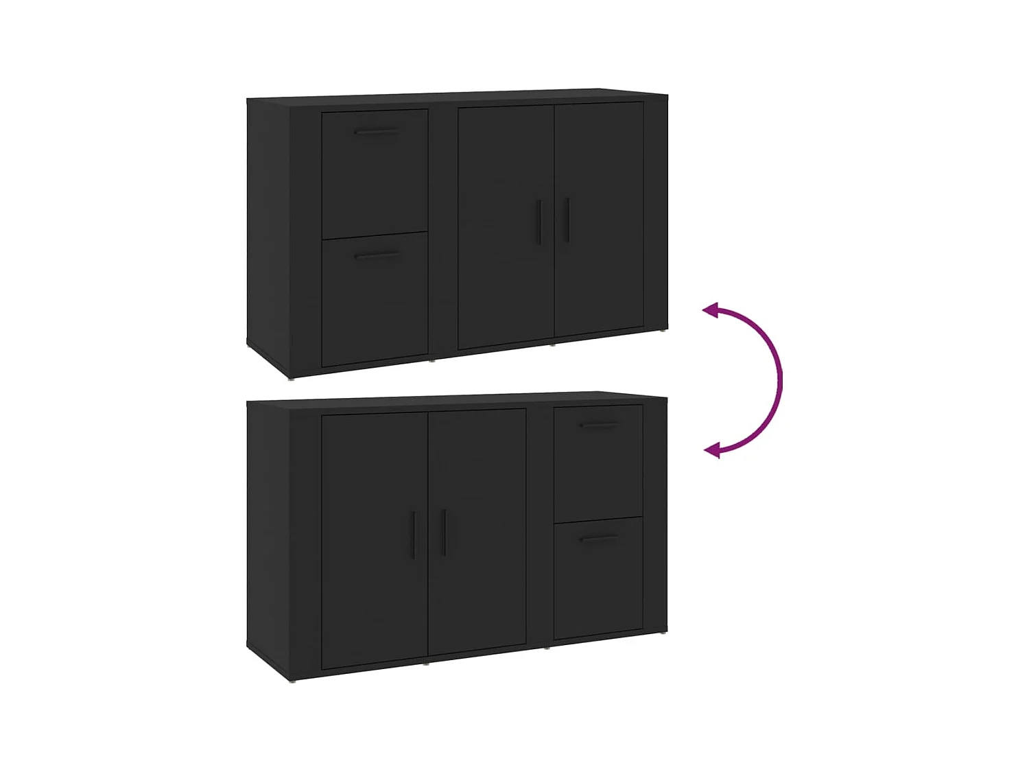Credenza Nera 100x33x59,5 cm in Legno Multistrato