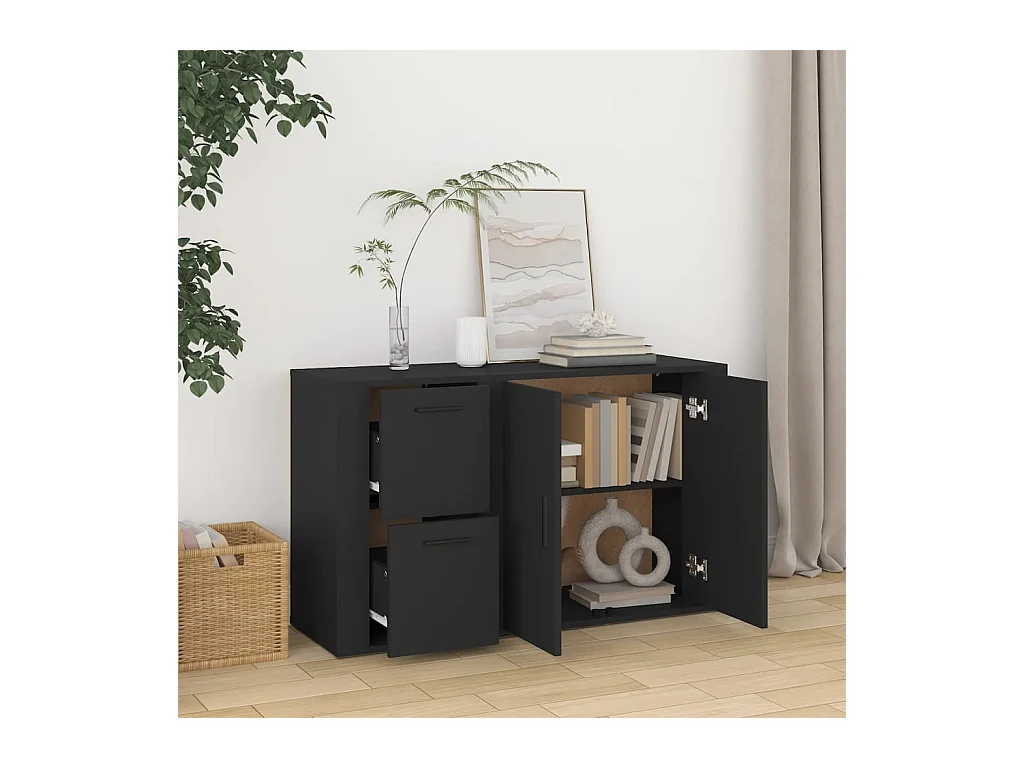 Credenza Nera 100x33x59,5 cm in Legno Multistrato