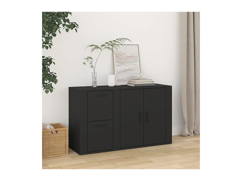 Credenza Nera 100x33x59,5 cm in Legno Multistrato