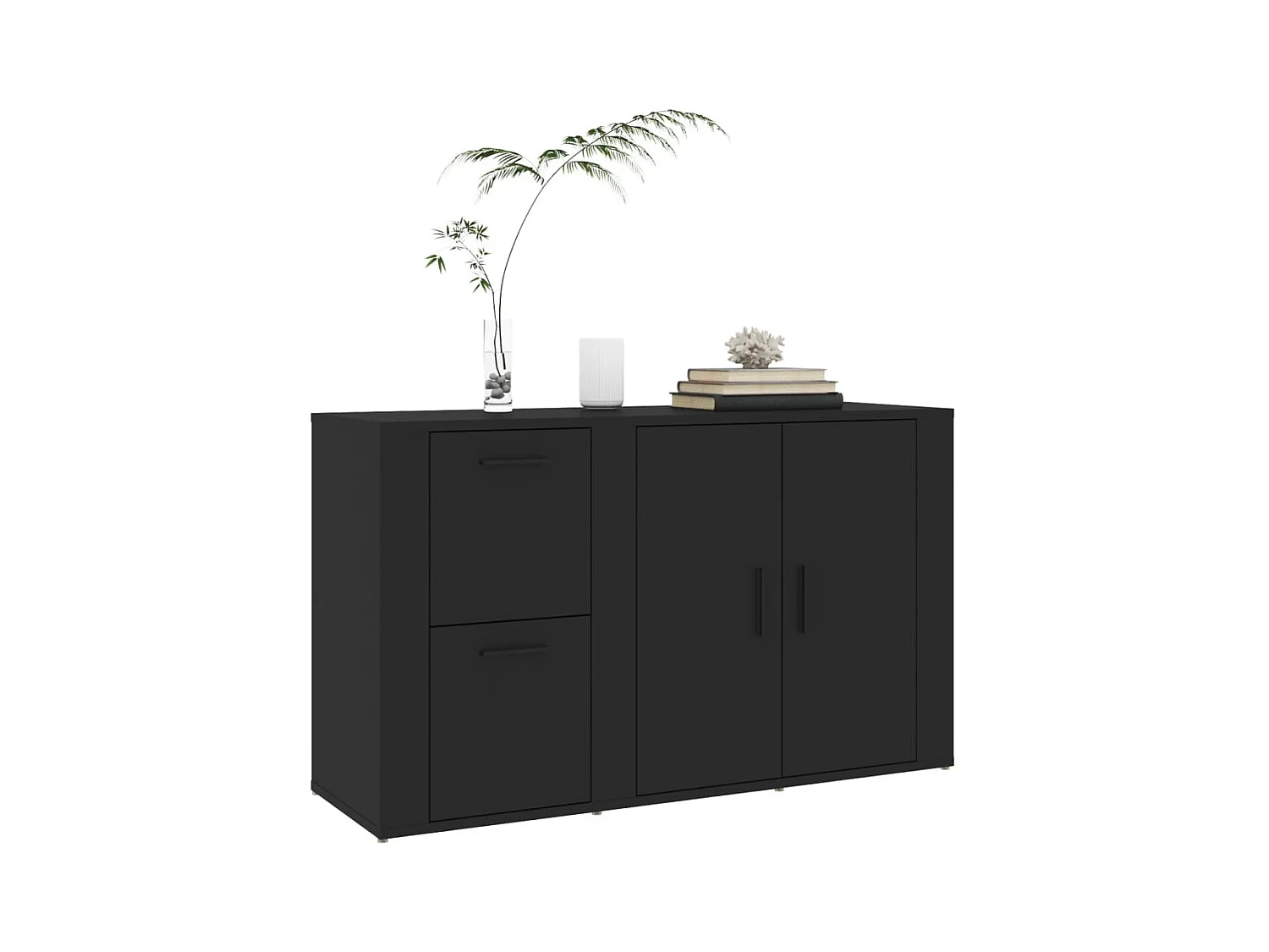 Credenza Nera 100x33x59,5 cm in Legno Multistrato