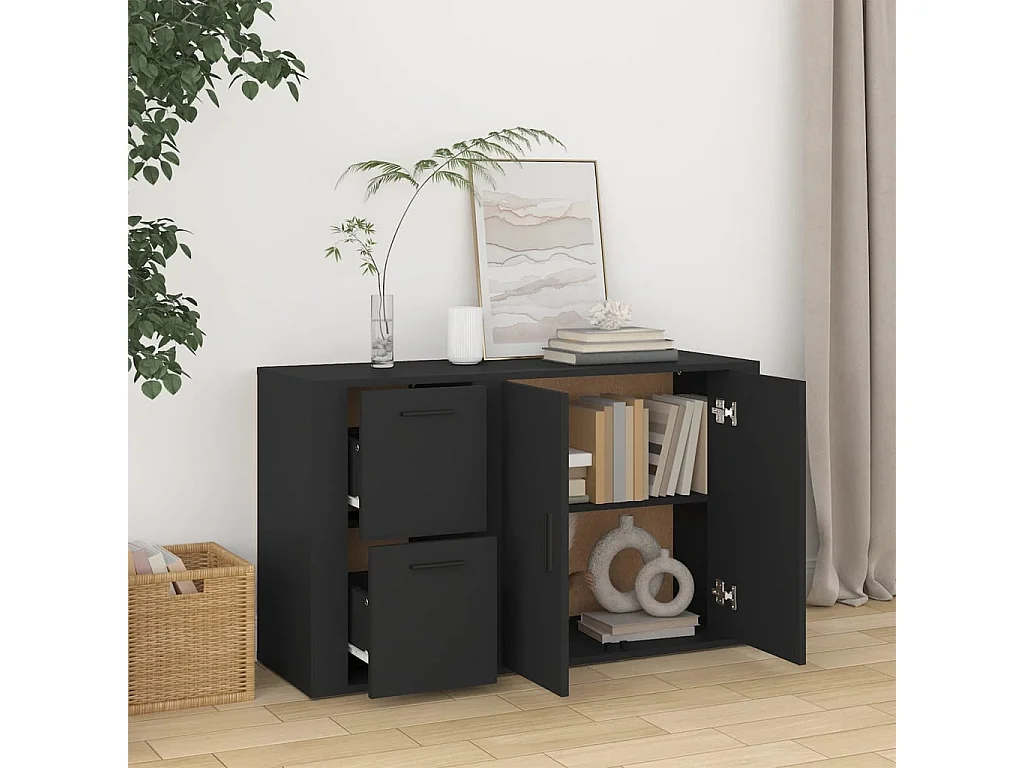 Buffet Noir 100x33x59,5 cm Bois d'ingénierie