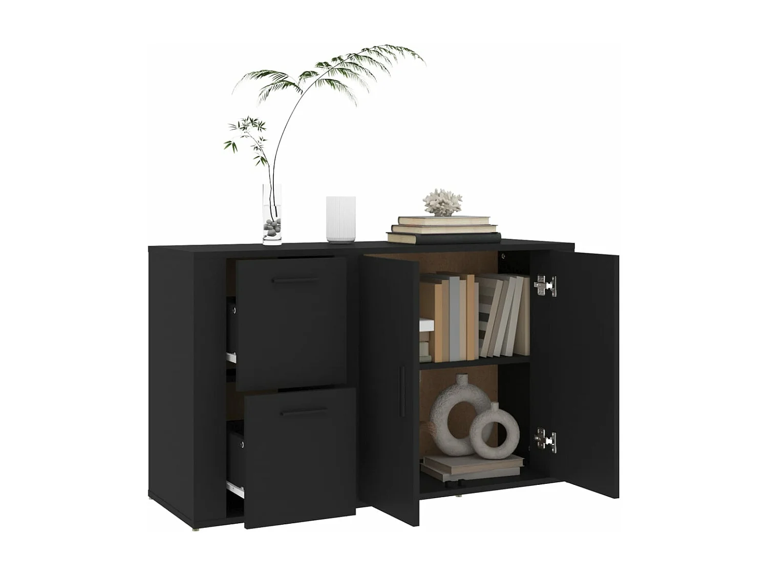 Buffet Noir 100x33x59,5 cm Bois d'ingénierie