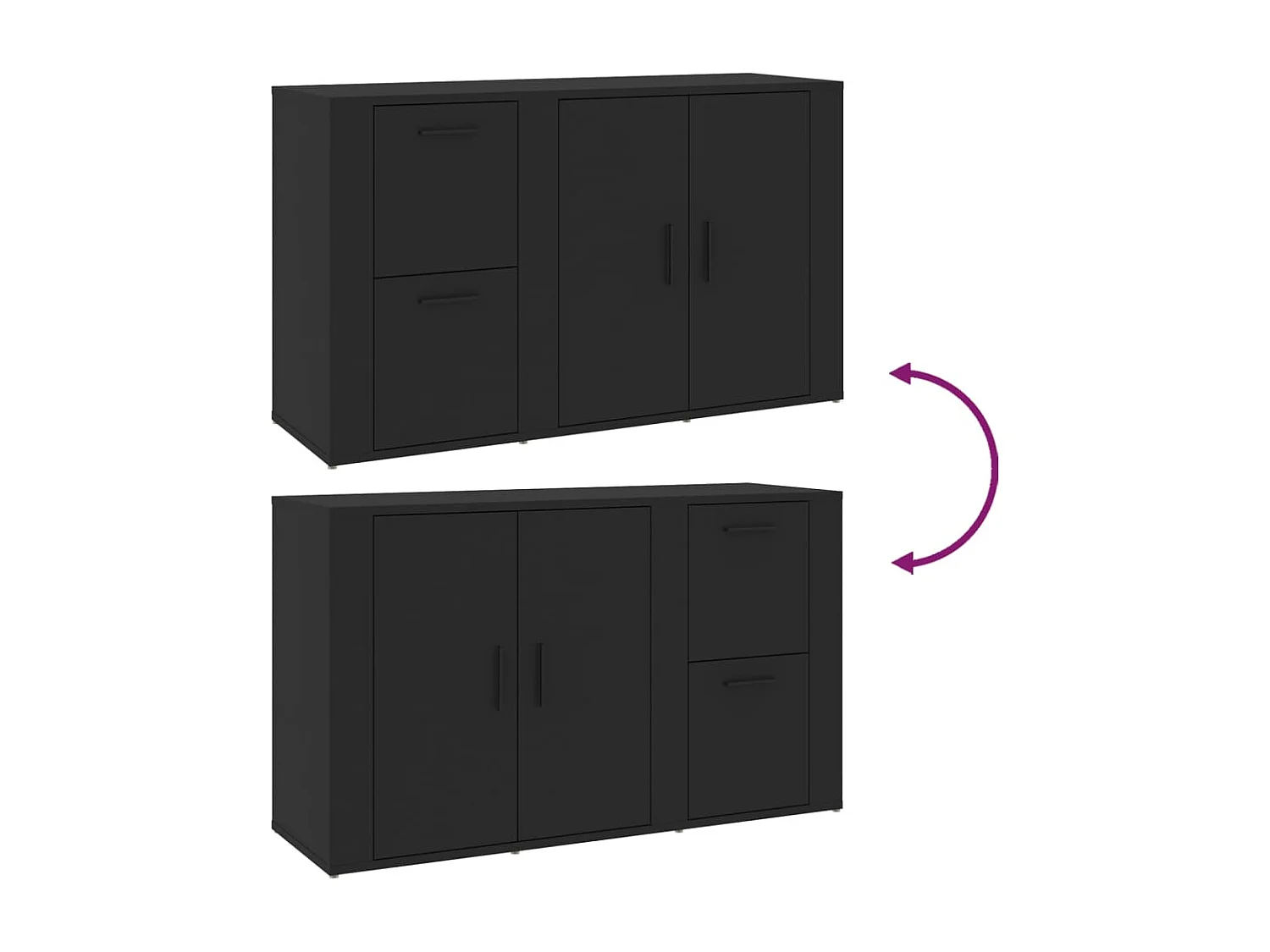 Buffet Noir 100x33x59,5 cm Bois d'ingénierie