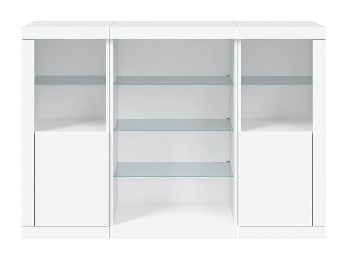 Buffets avec lumières LED 3 pcs blanc bois d'ingénierie