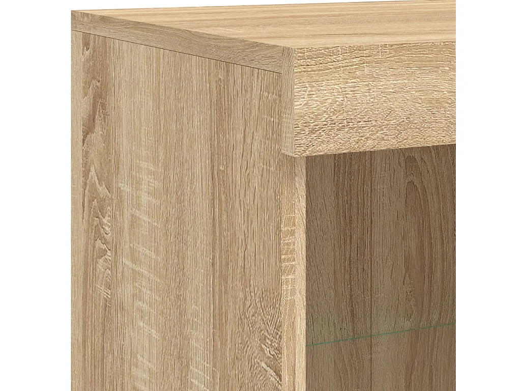 Aparador con luz LED 3 piezas madera de ingeniería roble sonoma