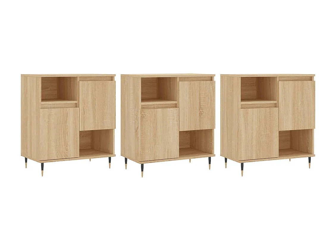 Aparadores 3 pcs derivados de madeira cor carvalho sonoma