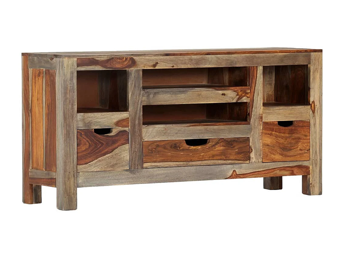 Credenza Grigia 100x30x50 cm in Legno Massello di Sheesham