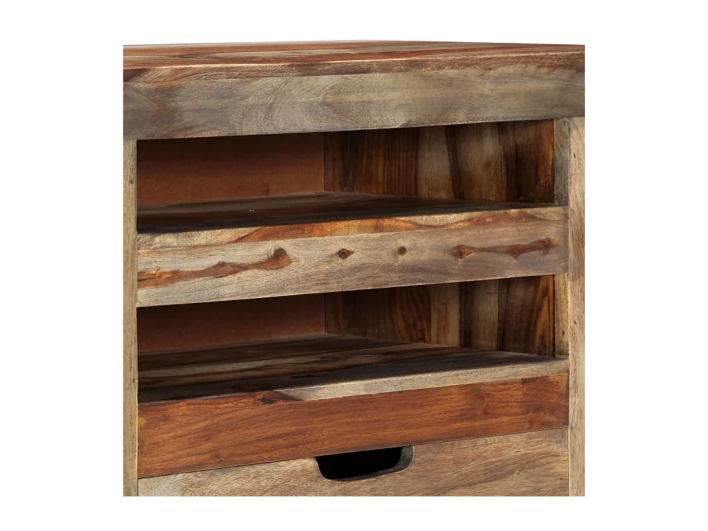Credenza Grigia 100x30x50 cm in Legno Massello di Sheesham