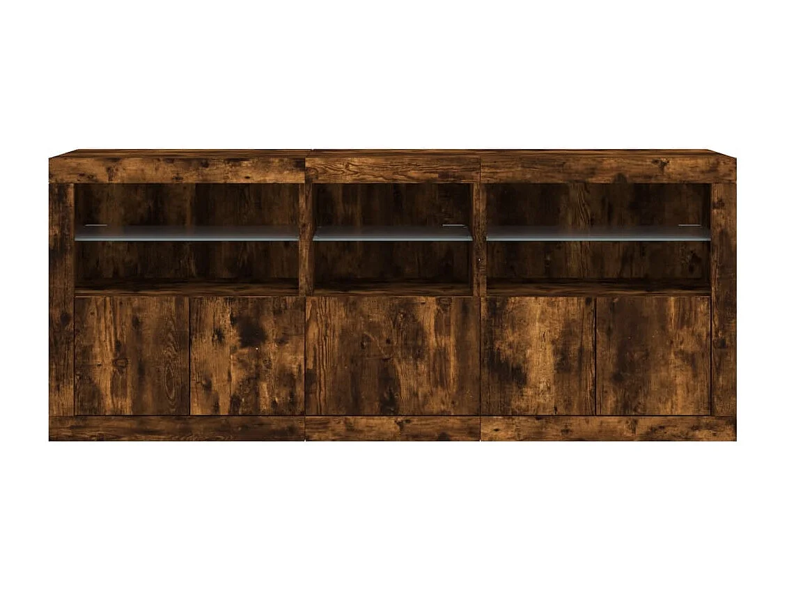 Aparador com luzes LED 162x37x67 cm carvalho fumado