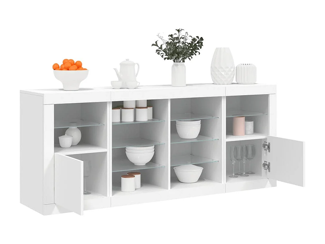 Credenza con Luci LED Bianca 163x37x67 cm