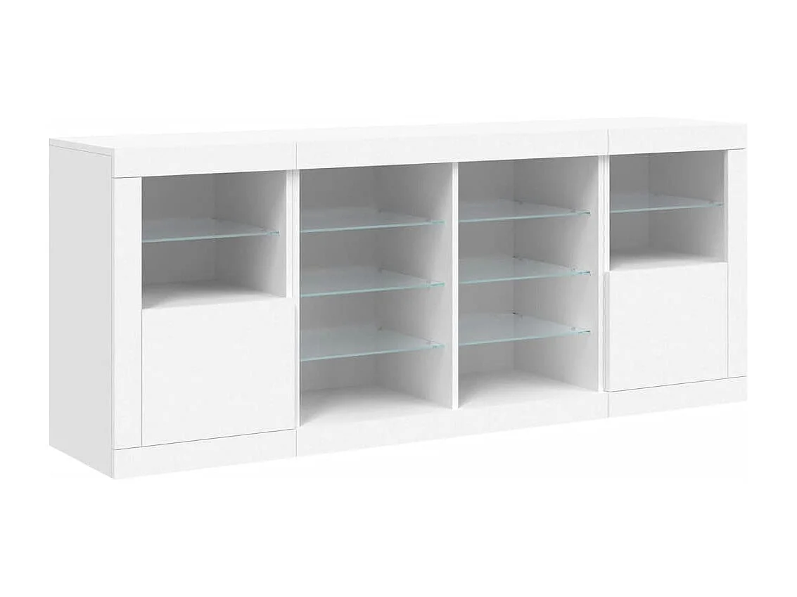 Credenza con Luci LED Bianca 163x37x67 cm