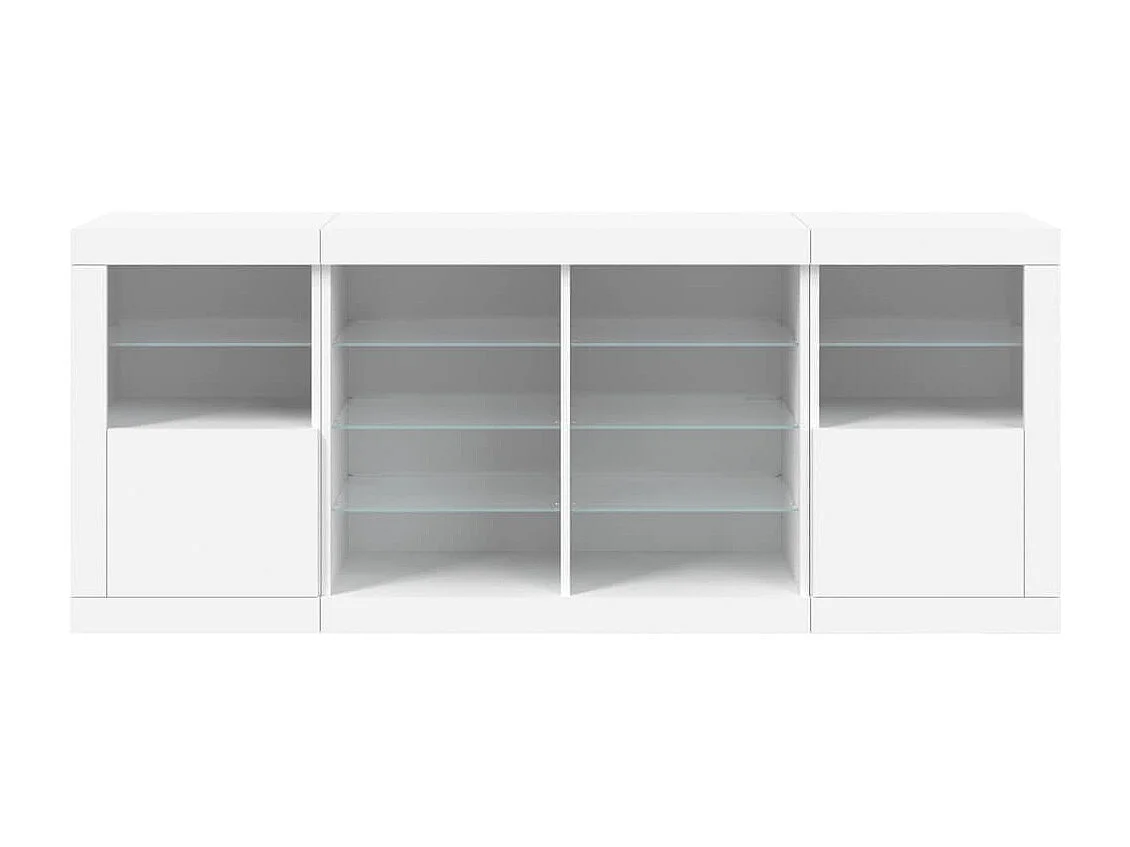 Credenza con Luci LED Bianca 163x37x67 cm