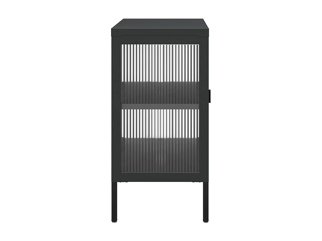 Credenza Nera 105x35x70 cm Vetro e Acciaio