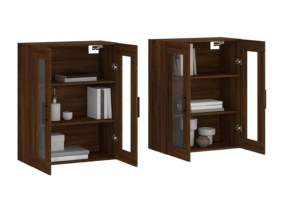 Armadietti a Parete 2 pz Rovere Marrone in Legno Multistrato