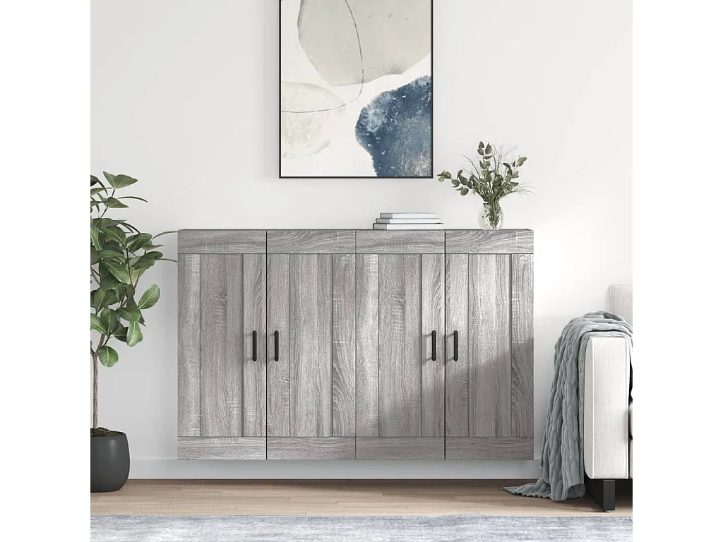 Armadietti a Parete 2 pz Grigio Sonoma in Legno Multistrato