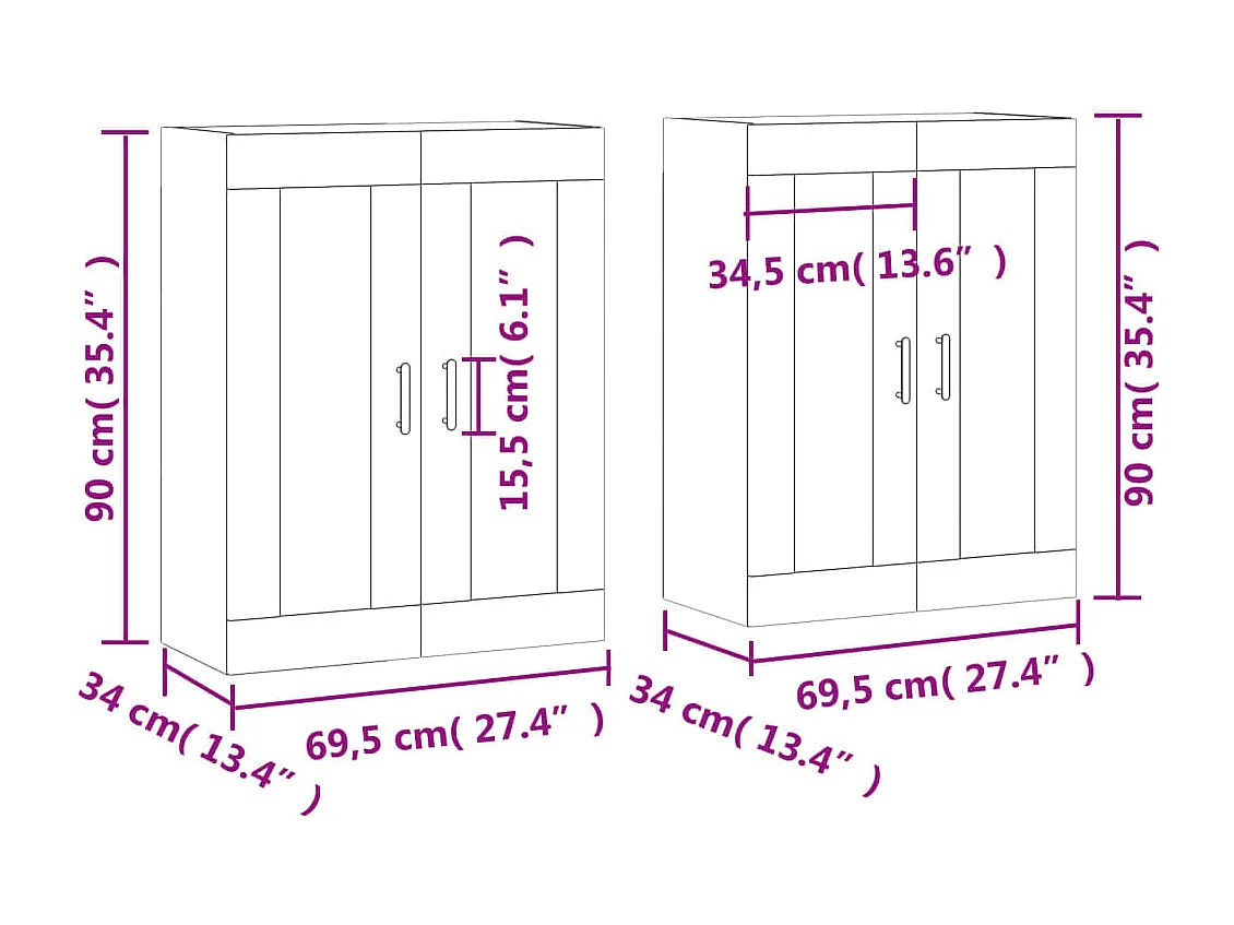 Armadietti a Parete 2 pz Grigio Sonoma in Legno Multistrato