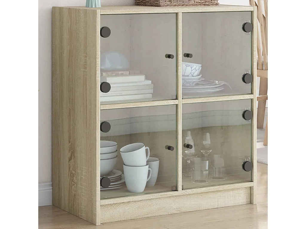 Armoire latérale avec portes en verre chêne sonoma 68x37x75,5cm