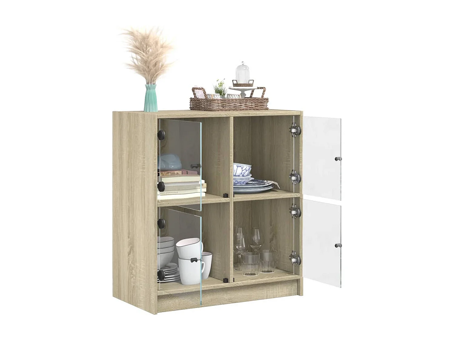 Armoire latérale avec portes en verre chêne sonoma 68x37x75,5cm