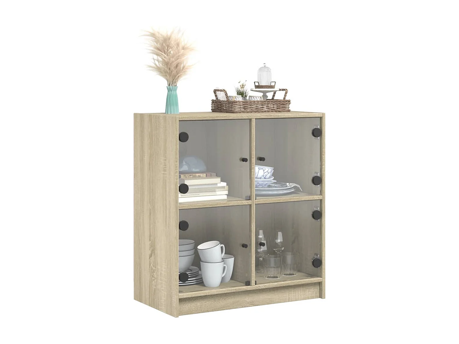 Armoire latérale avec portes en verre chêne sonoma 68x37x75,5cm