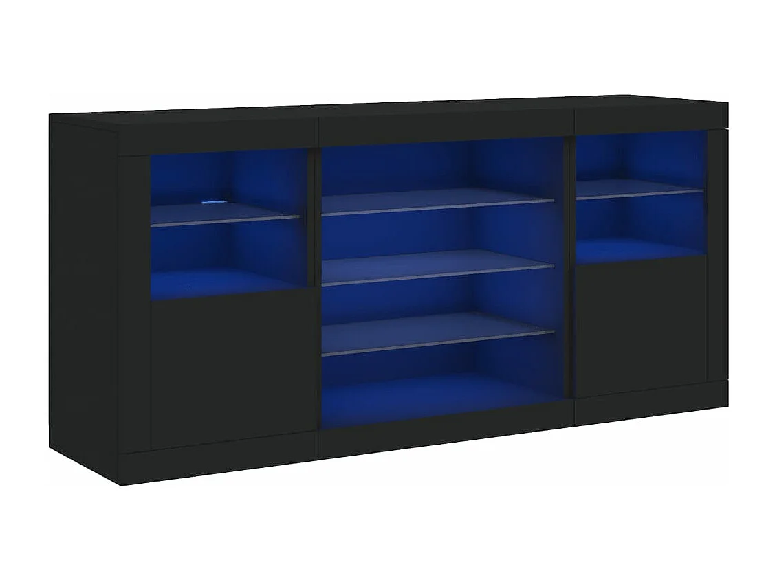 Buffet avec lumières LED noir 142,5x37x67 cm