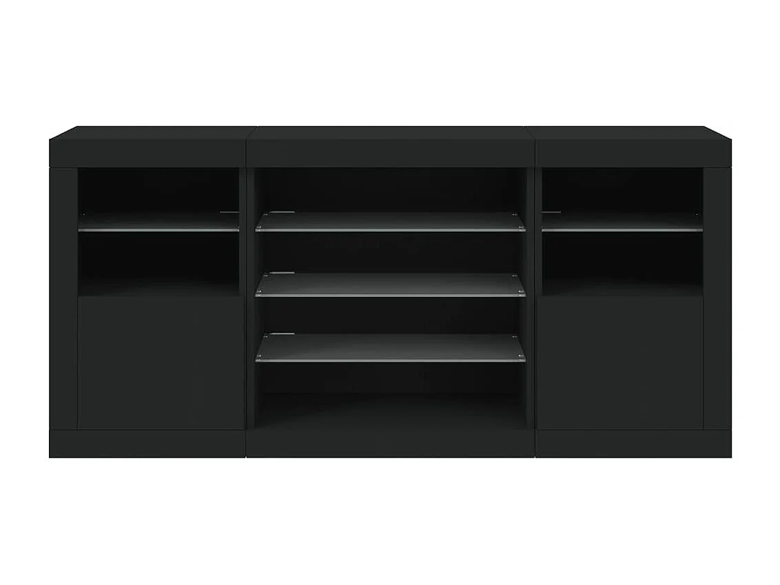 Buffet avec lumières LED noir 142,5x37x67 cm