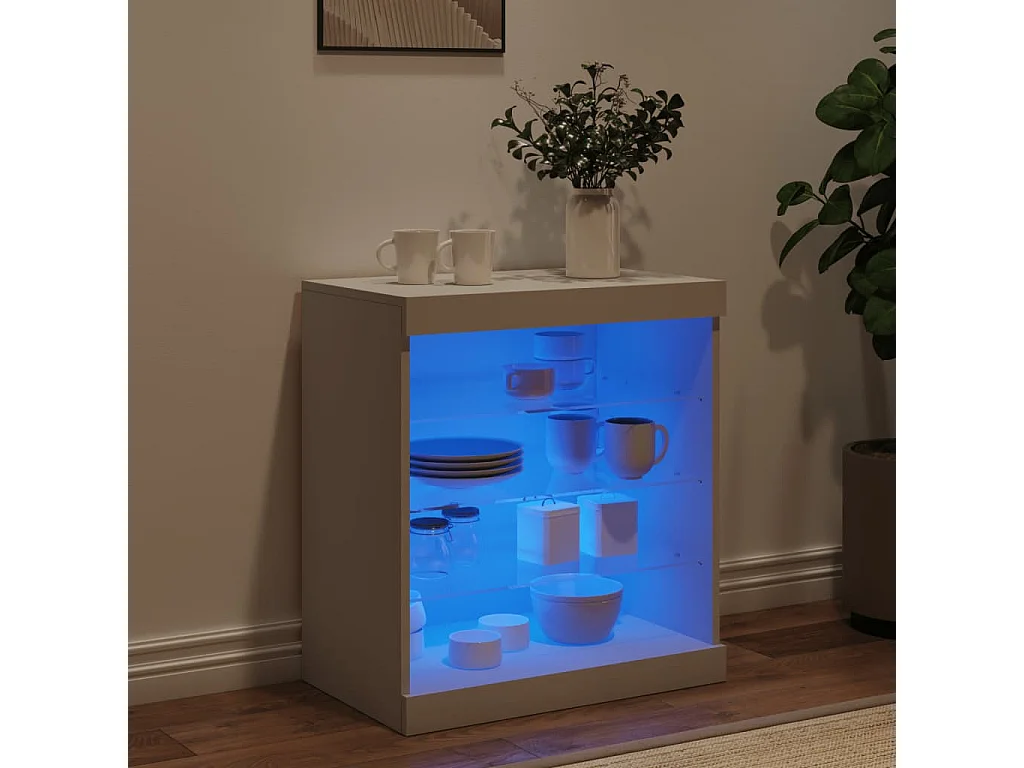Sideboard mit LED-Beleuchtung Weiß 60,5x37x67 cm
