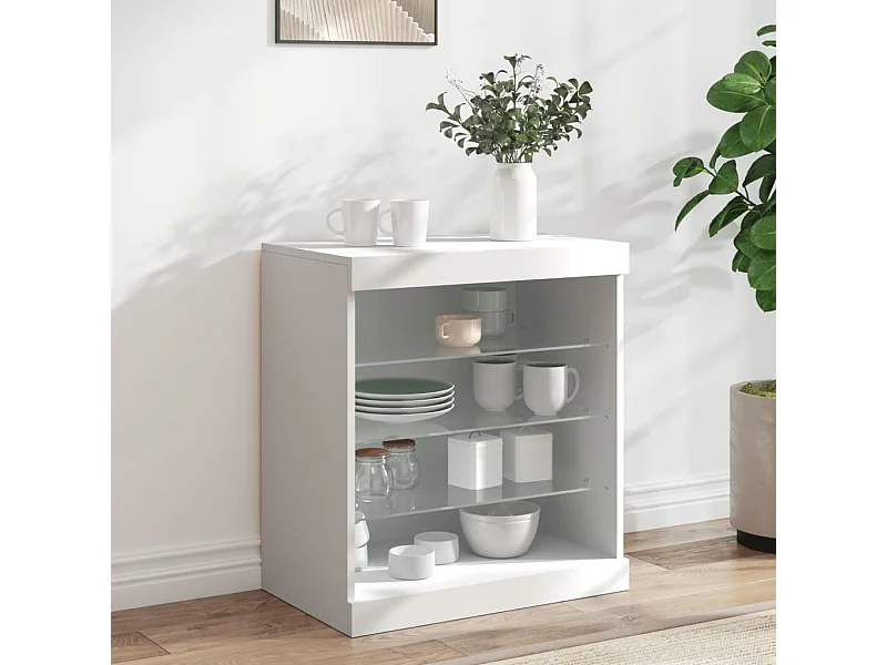 Aparador com luzes LED 60,5x37x67 cm branco