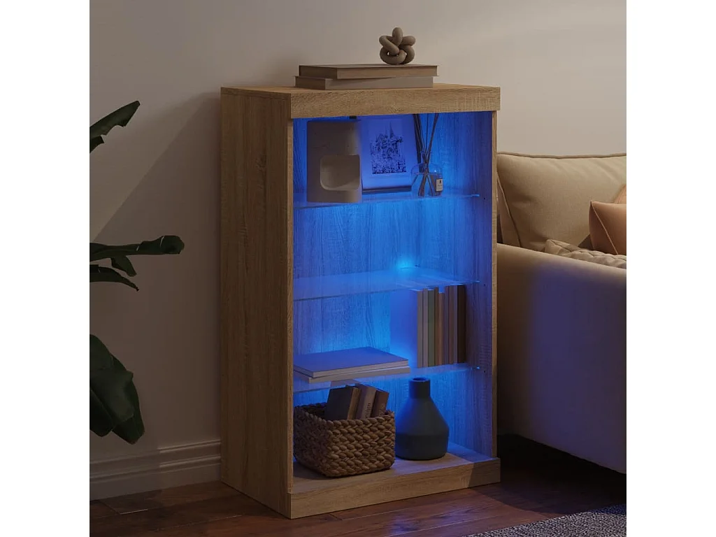 Buffet avec lumières LED chêne sonoma 60,5x37x100 cm