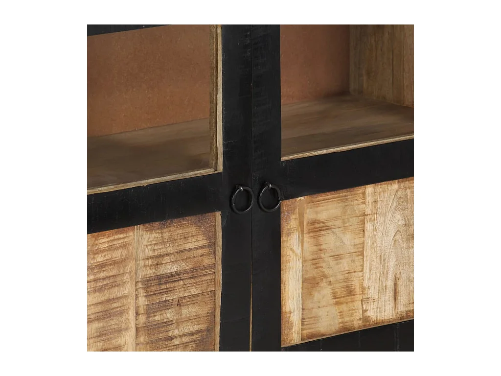 Credenza Marrone e Nera 160x30x76 cm in Legno Massello di Mango