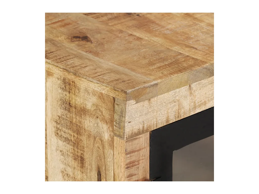 Credenza Marrone e Nera 160x30x76 cm in Legno Massello di Mango