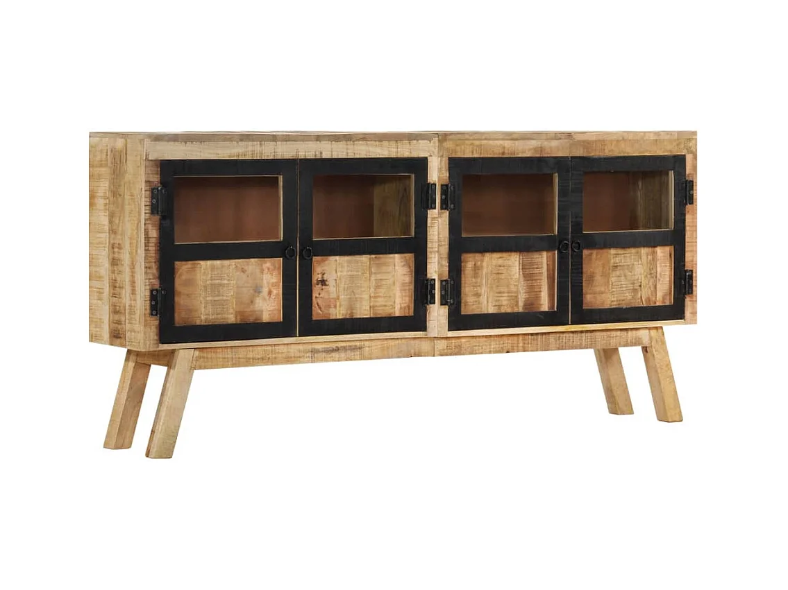 Credenza Marrone e Nera 160x30x76 cm in Legno Massello di Mango