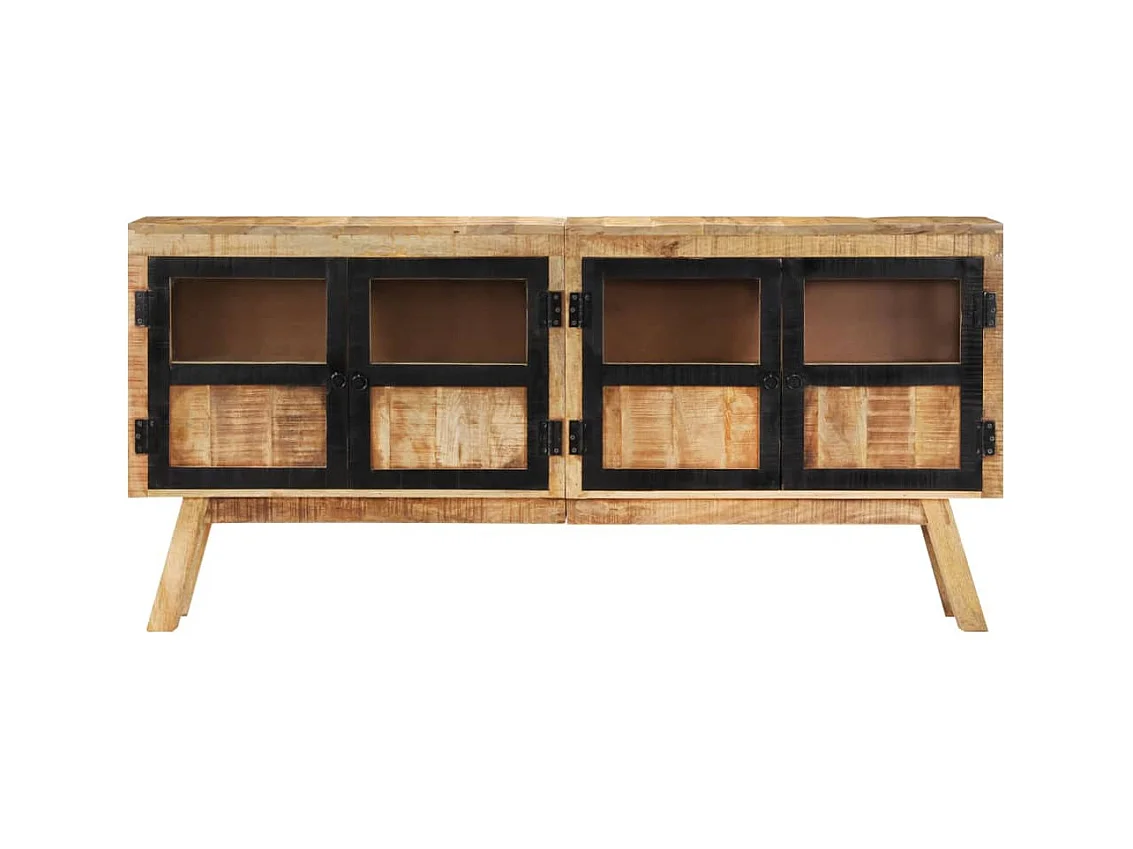 Credenza Marrone e Nera 160x30x76 cm in Legno Massello di Mango