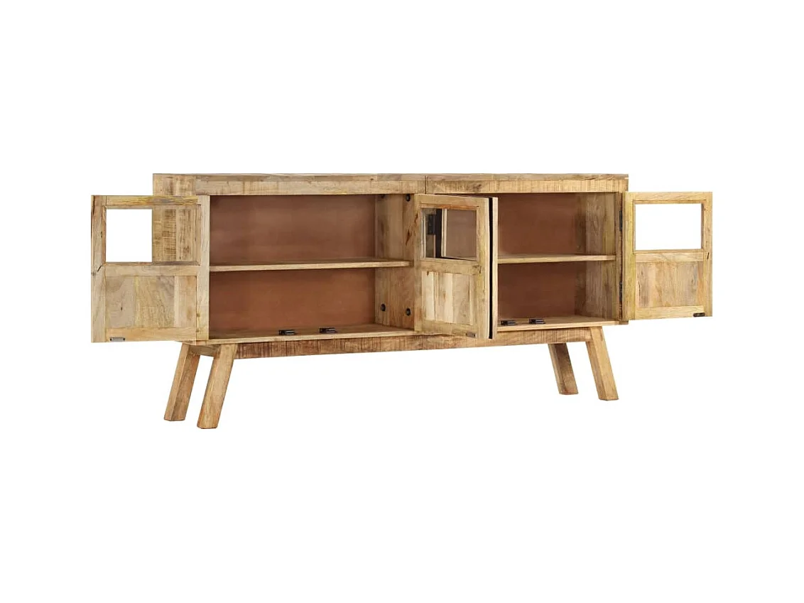 Credenza Marrone e Nera 160x30x76 cm in Legno Massello di Mango