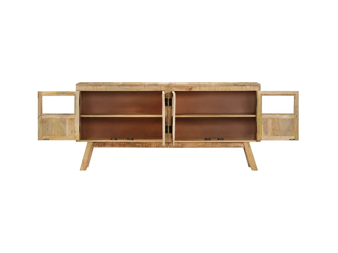 Credenza Marrone e Nera 160x30x76 cm in Legno Massello di Mango