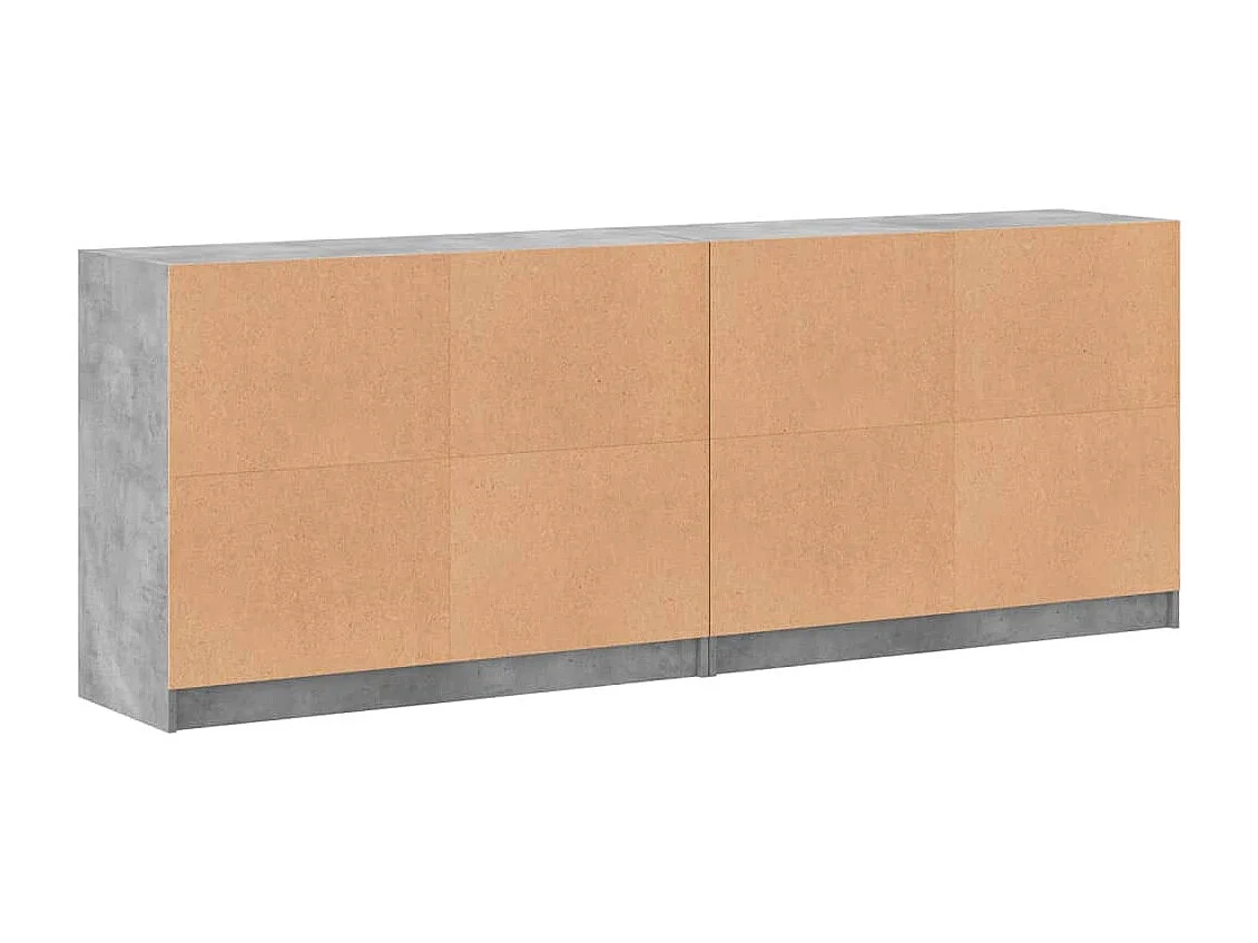 Bücherschrank mit Türen Betongrau 204x37x75 cm Holzwerkstoff