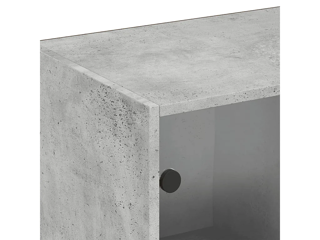 Bücherschrank mit Türen Betongrau 204x37x75 cm Holzwerkstoff