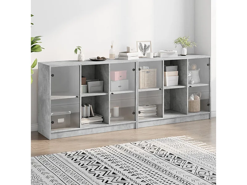 Estantería con puertas madera de ingeniería gris 204x37x75 cm