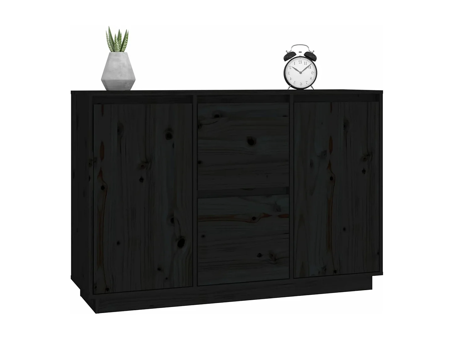 Aparador de madera maciza de pino negro 111x34x75 cm