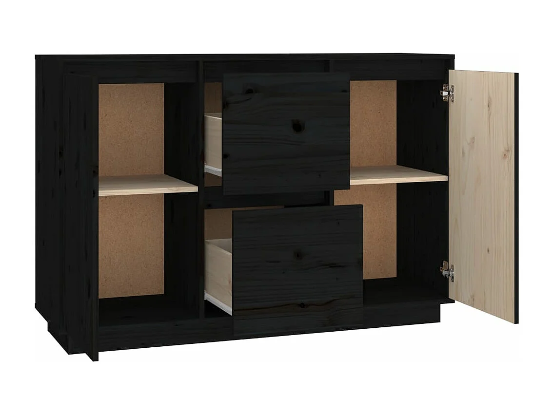 Aparador de madera maciza de pino negro 111x34x75 cm