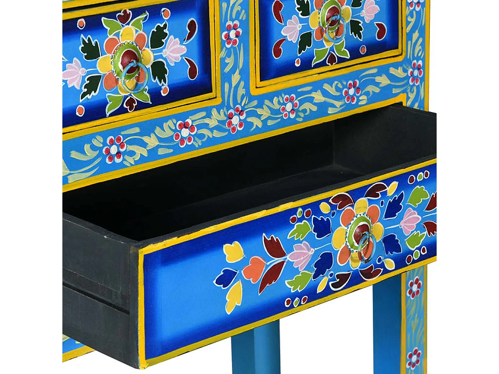 Aparador con cajones madera de mango turquesa pintado a mano