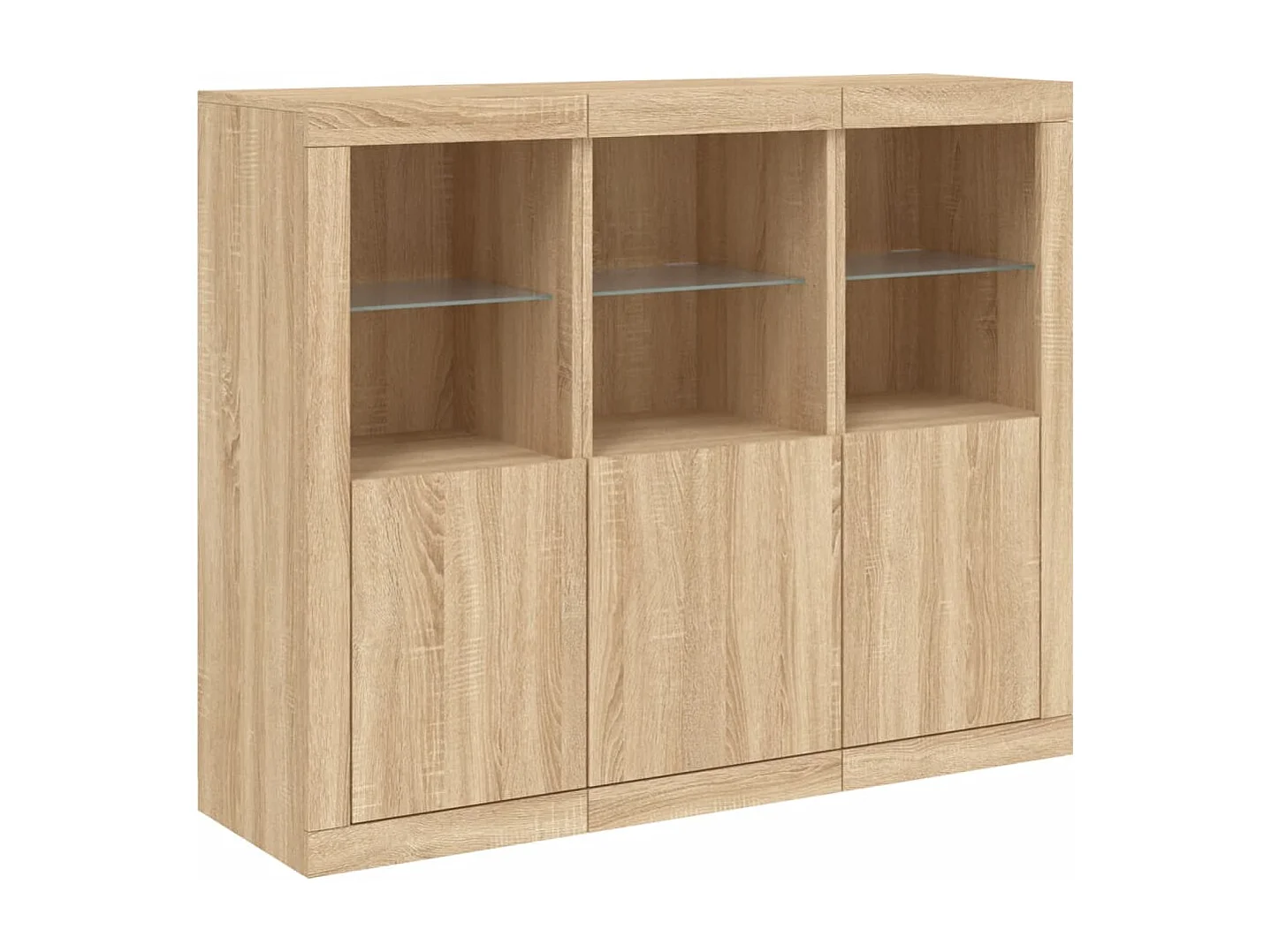 Sideboards mit LED-Leuchten 3 Stk. Sonoma-Eiche Holzwerkstoff