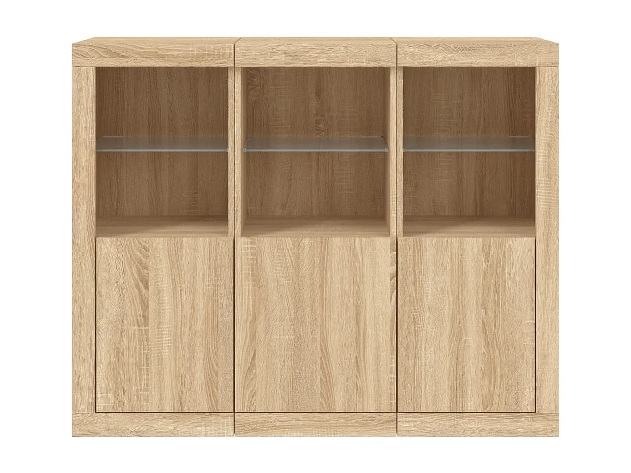 Credenze con Luci LED 3 pz Rovere Sonoma in Legno Multistrato